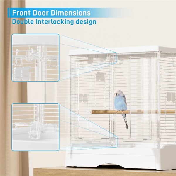 Luxury Transparent Acrylic Bird Cage with Double Locking Doors - Image 6