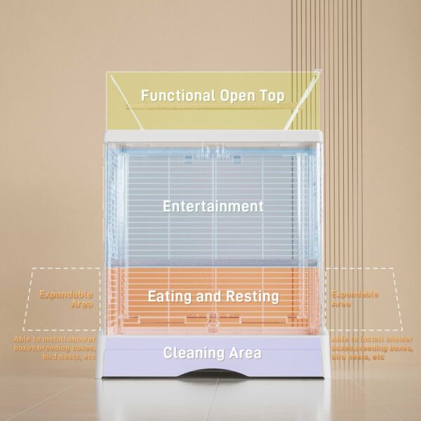 Luxury Transparent Acrylic Bird Cage with Double Locking Doors - Image 7