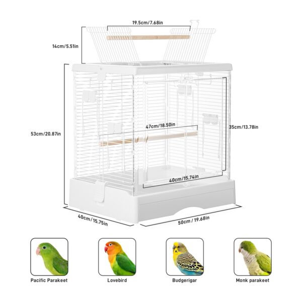 Luxury Transparent Acrylic Bird Cage with Double Locking Doors - Image 4